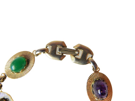 Colorful Natural Gemstone Link Bracelet, Carnelia… - image 6