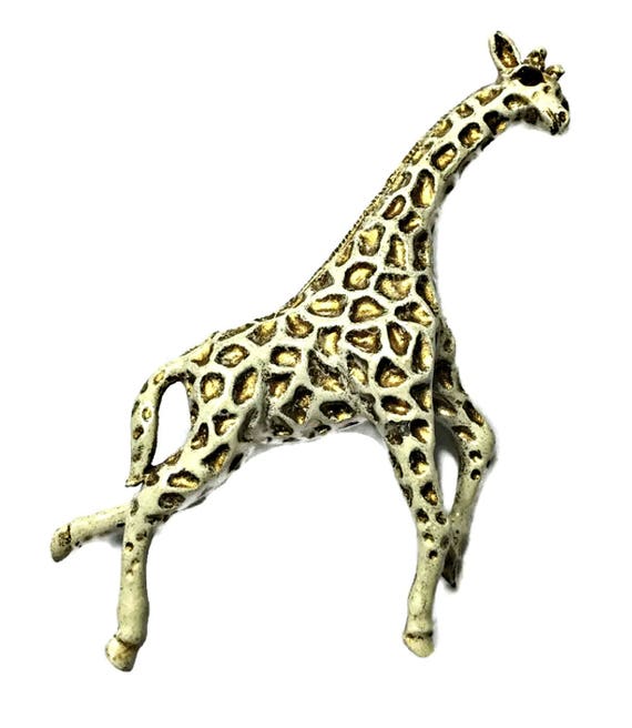 Florenza Giraffe Brooch Large Tall  White and Gol… - image 4