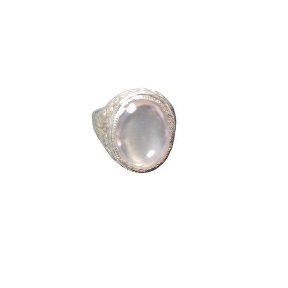 Large Rose Quartz  Ring 925 Sterling Silver Chine… - image 6
