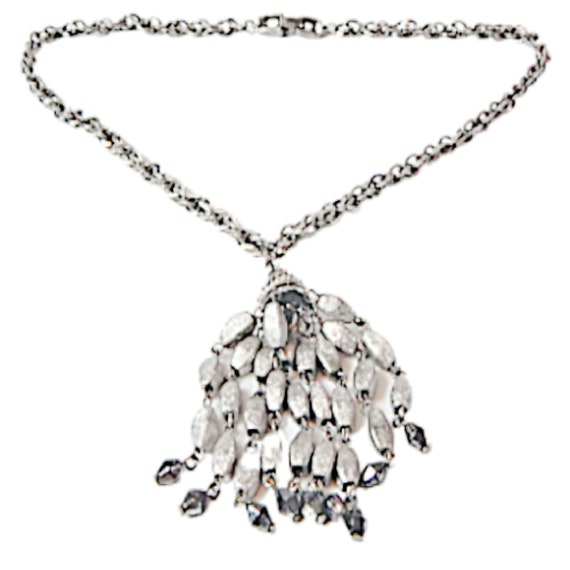 Crown Trifari Beaded Tassel Necklace Chunky Brush… - image 2