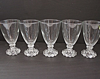 Berwick Boopie Anchor Hocking Glassware Candlewick  Set of 5 Glasses Juice  Cocktail Glass Vintage
