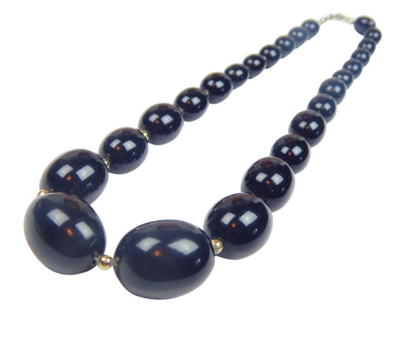 【VINTAGE HOLLYWOOD】Black Stone Beads Necklace_VH2478NE072M Vintage Black Stone Jet Bead Necklace - Etsy
