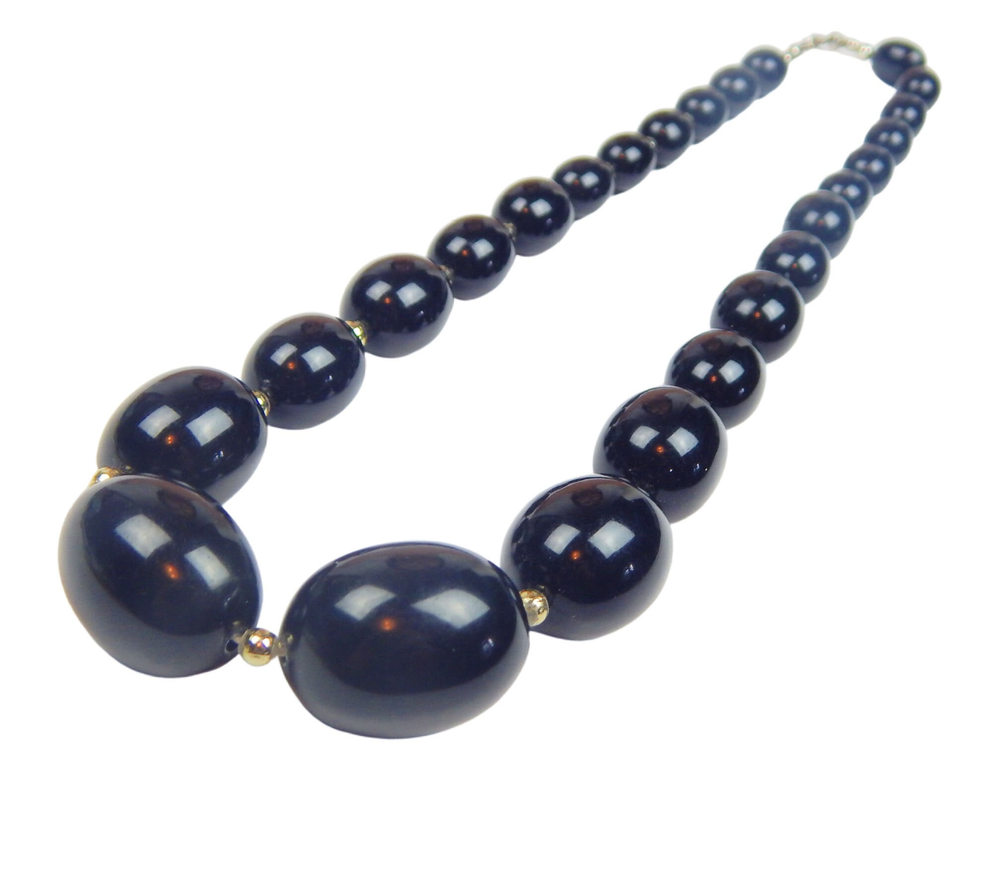 ★関税込★VINTAGE HOLLYWOOD★Black Stone Beads Necklace★ Vintage Black Stone Jet Bead Necklace - Etsy