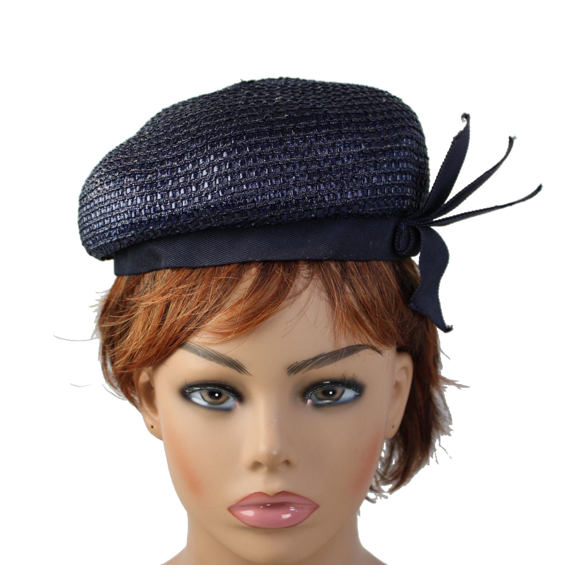 Vintage Blue Straw Hat Floral Accent Union Made Union Made Straw Hat - Etsy main image 2