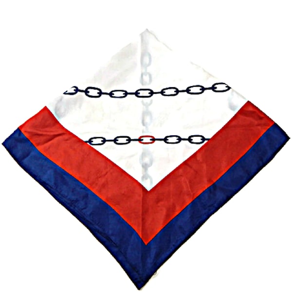 Large Square Nautical Scarf Red White and Blue 31 Inches Women's Vintage Accessory