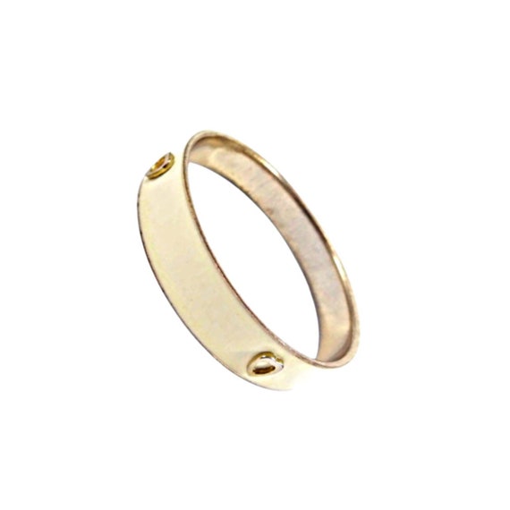Cream Enamel Bangle Bracelet with Raised Gold Ton… - image 1