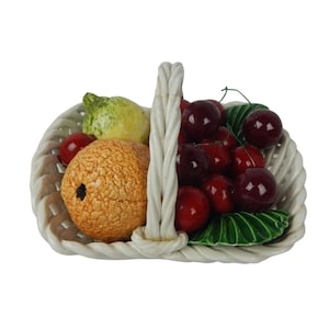 Hand Painted Ceramic Lattice Fruit Basket Bassano Italian Medium Vintage Mid Century