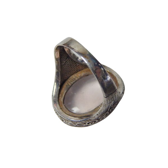 Large Rose Quartz  Ring 925 Sterling Silver Chine… - image 9