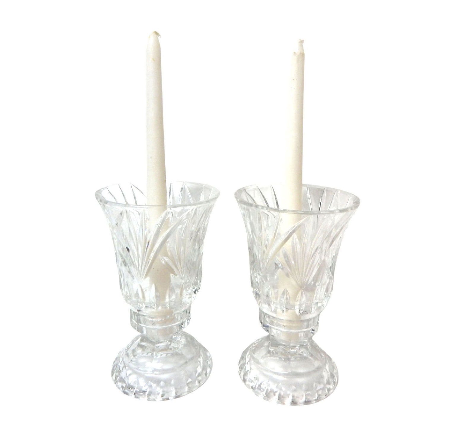 Pair of Crystal Hurricane Candle Holders by Royal Limited Etsy