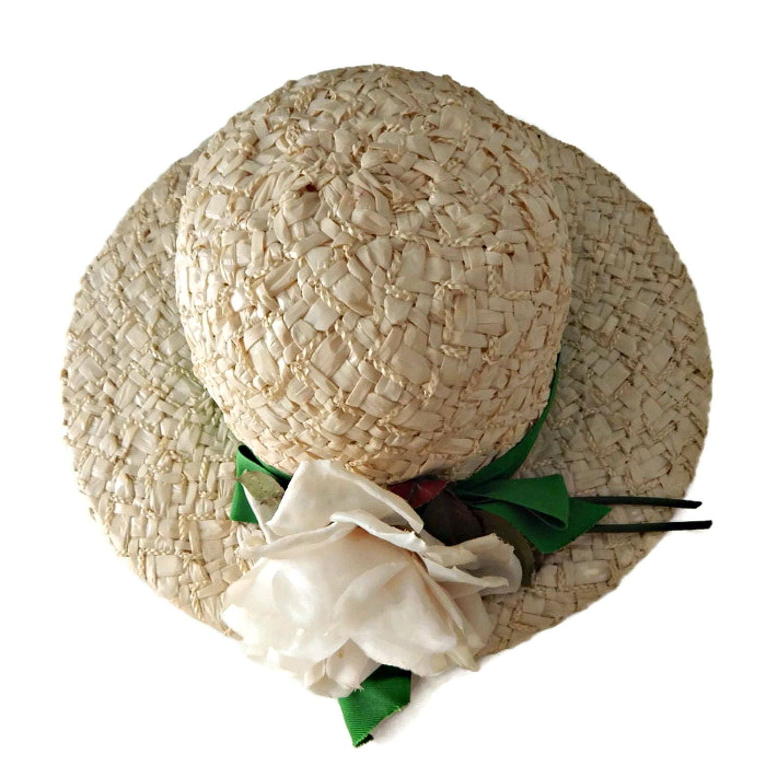 Vintage Mr. John Classic Wide Brim Woven Straw Lattice Sun Hat 1960s Garden 1960s Wide Brim Hat - Etsy main image 4