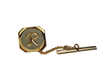 Letter V Etched Monogram Pendant Tie Tack Letter V Etched Monogram Pendant Tie Tack