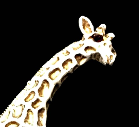 Florenza Giraffe Brooch Large Tall  White and Gol… - image 7