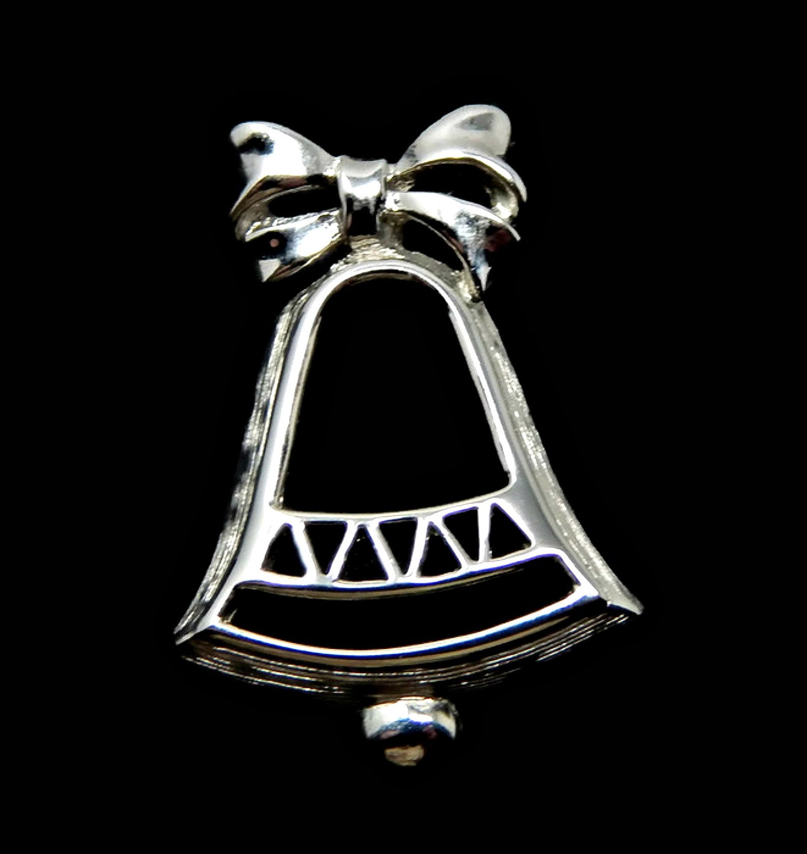 Silver Bell Tack Pin Cut Out Christmas Bell Lapel Pin in Etsy