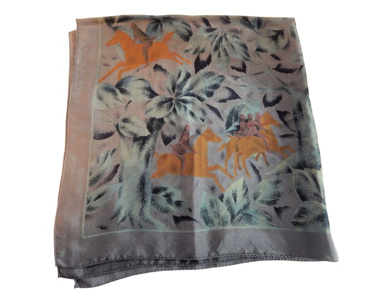 Large Square Equestrian Silk Scarf English Riding Horses and Etsy