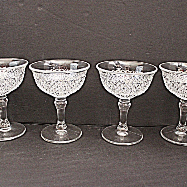 Westmoreland English Hobnail Glasses Low Sherbets or Champagnes Set of 4 Vintage Glassware