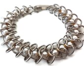Goldette Pearl Bracelet Designer Signed Circle Links