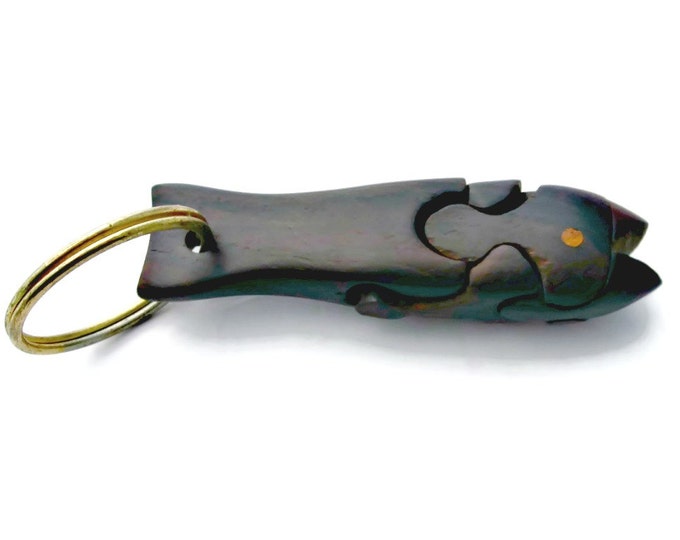 Vintage Wood Keychain Puzzle Fish Etsy