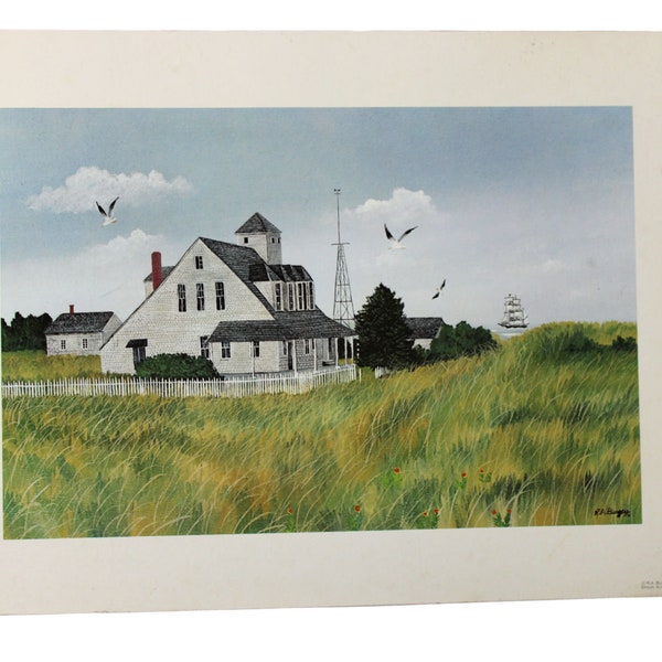 Chicamacomico Life Saving Station Print Rodanthe North Carolina RA Burgess 1976