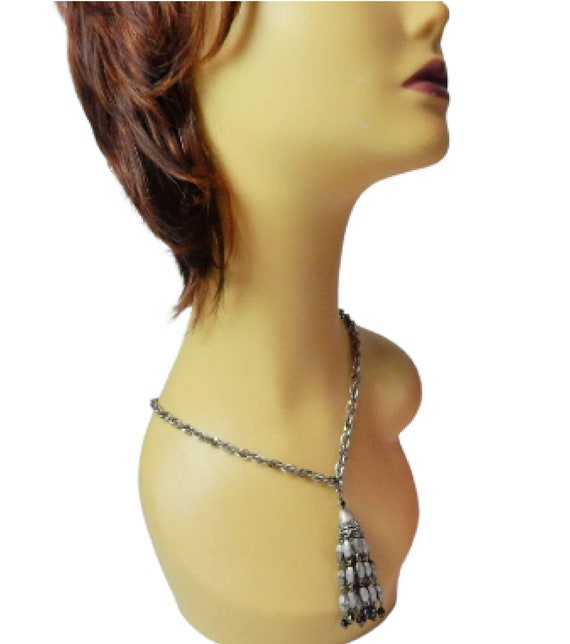 Crown Trifari Beaded Tassel Necklace Chunky Brush… - image 6
