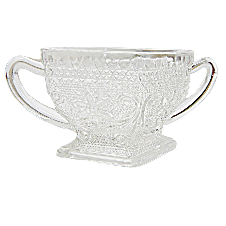 Tiara Sandwich Glass Diamond Shape Pressed Glass Sugar Bowl in Etsy