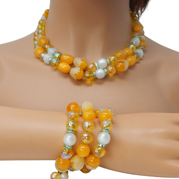 Hobe Jewelry Set Double Strand Necklace and Wrap … - image 3