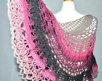 crochet shawl pattern - Romantic Ruffle - crochet triangle scarf for woman - tutorial PDF for crochet experts