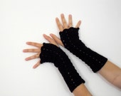 gants crochet long noir victorien femme et fille, tendance automne hiver, cadeau d’anniversaire pour septembre, personnalisé