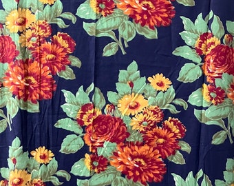 Vintage Floral Fabric, Early 20th Century Large Print