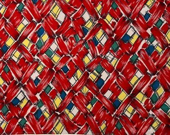 Vibrant piece of French 1950s geometric fabric