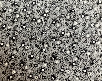Antique French Cotton Fabric Pieces, 19th Century Floral Print