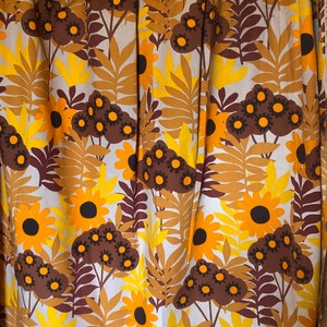 Vibrant 1969s French floral curtain