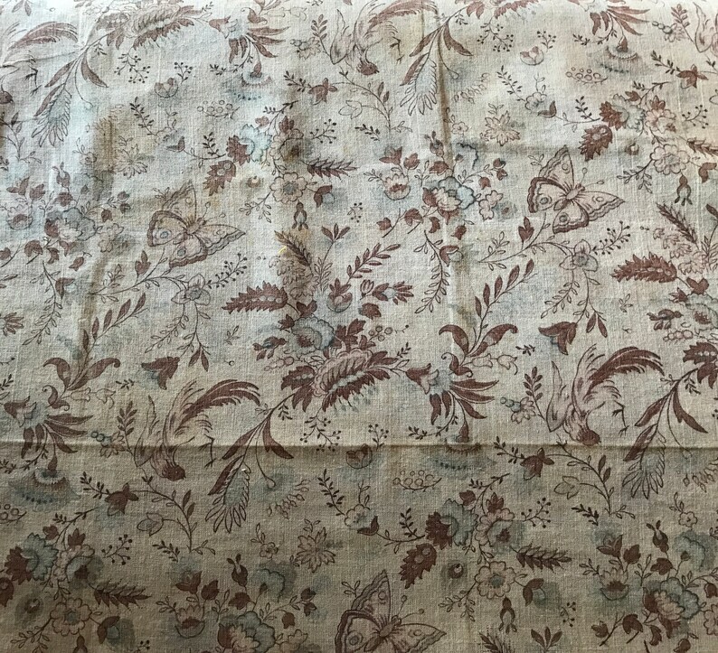 Charming French floral fabric with flowers and butterflies