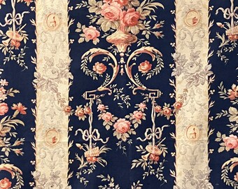 Belle pièce de toile de coton française du XIXe siècle à rayures