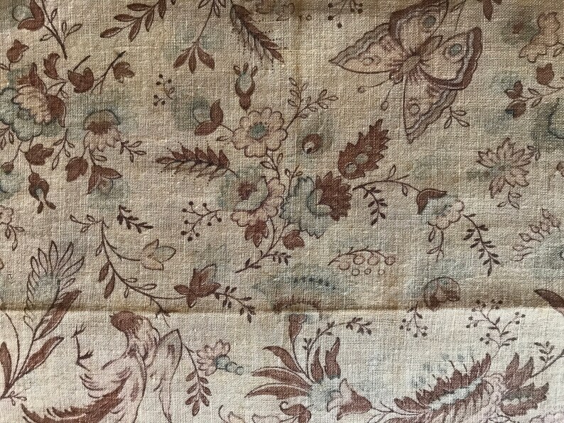 Charming French floral fabric with flowers and butterflies