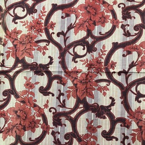 Stunning French nineteenth century floral damask style printed fabric