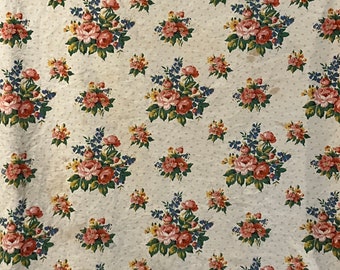 Superbe longueur de tissu imprimé floral Boussac des années 40