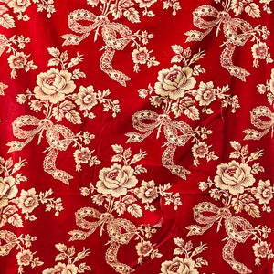 Lovely bright red French nineteenth century floral fabric