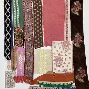 Magnifique collection de rubans français du XIXe siècle aux années 1930 pour le scrapbooking et la couture