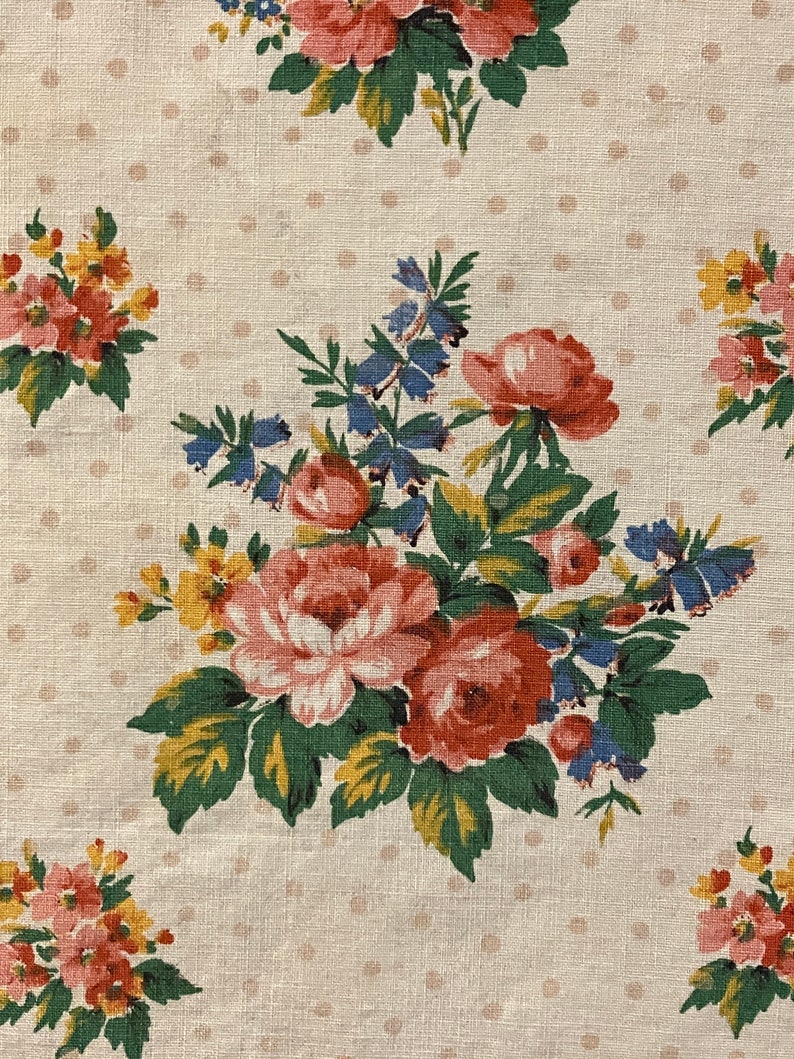 Superbe longueur de tissu imprimé floral Boussac des années 40 image 3
