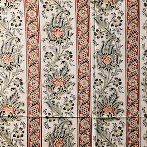 Striking French nineteenth century striped toile fabric