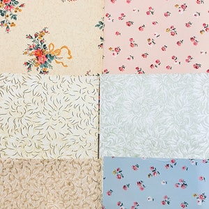 Incantevole set di carte da parati floreali francesi degli anni '50 per progetti di scrapbooking