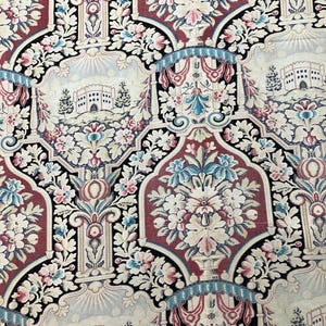 Fabulous piece of French tapestry style printed cotton toile fabric circa 1910s