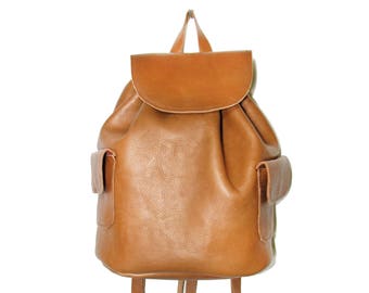 Handmade brown leather back pack