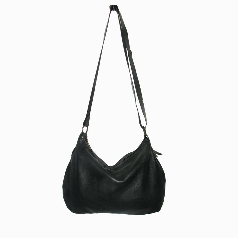 Handmade Black Leather Medium Size Hobo Bag Etsy