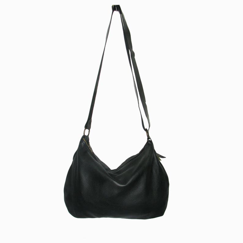 Handmade Black Leather Medium Size Hobo Bag - Etsy