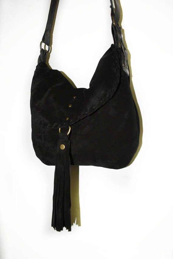 Zwarte Suede Schoudertas Dames Tas Hobo tas Suede Tas Zwarte Tas Etsy Nederland