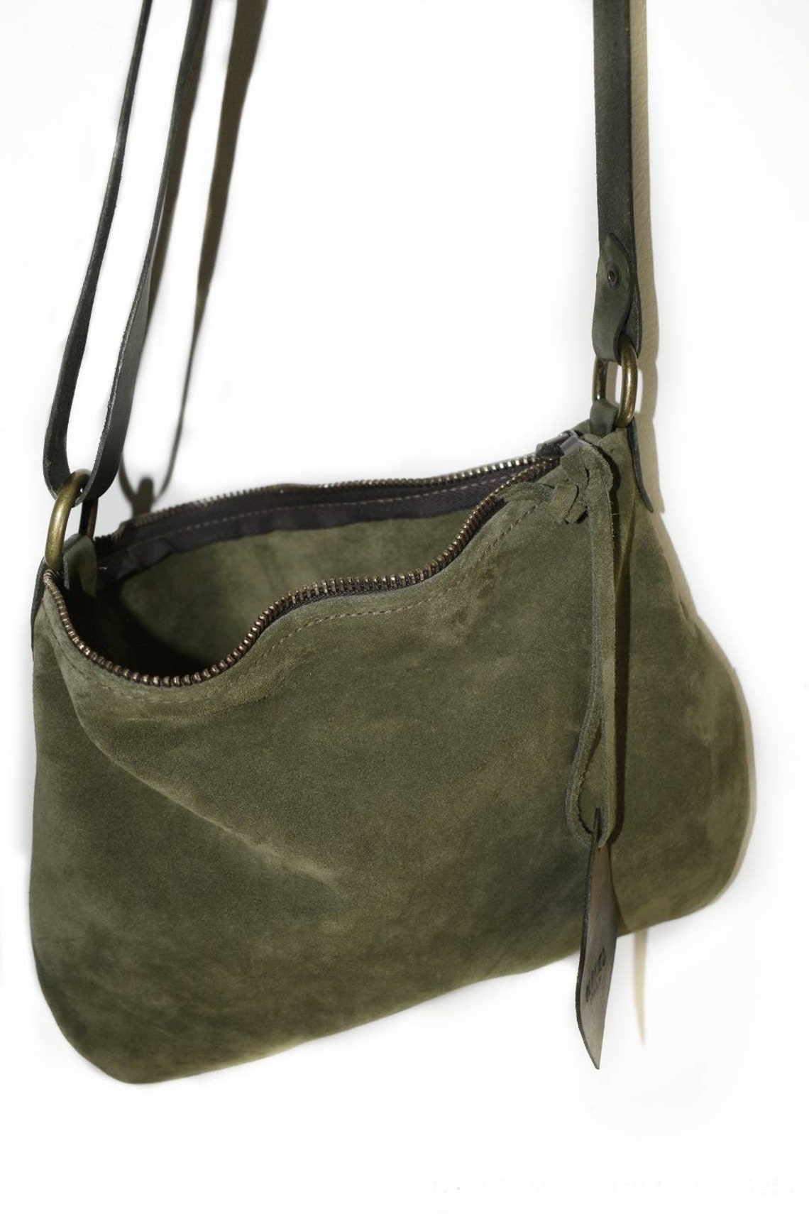 Green Suede Soft Crossbody Bag / Mini Hobo Bag | Etsy