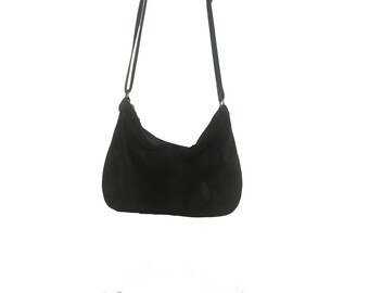 small black suede handbag