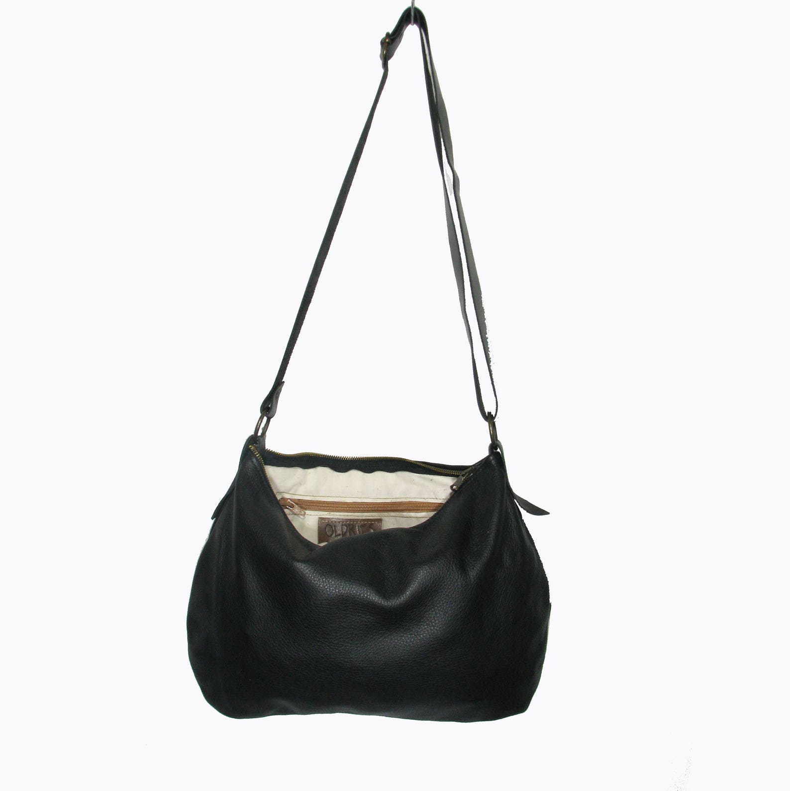 Handmade Black Leather Medium Size Hobo Bag Etsy