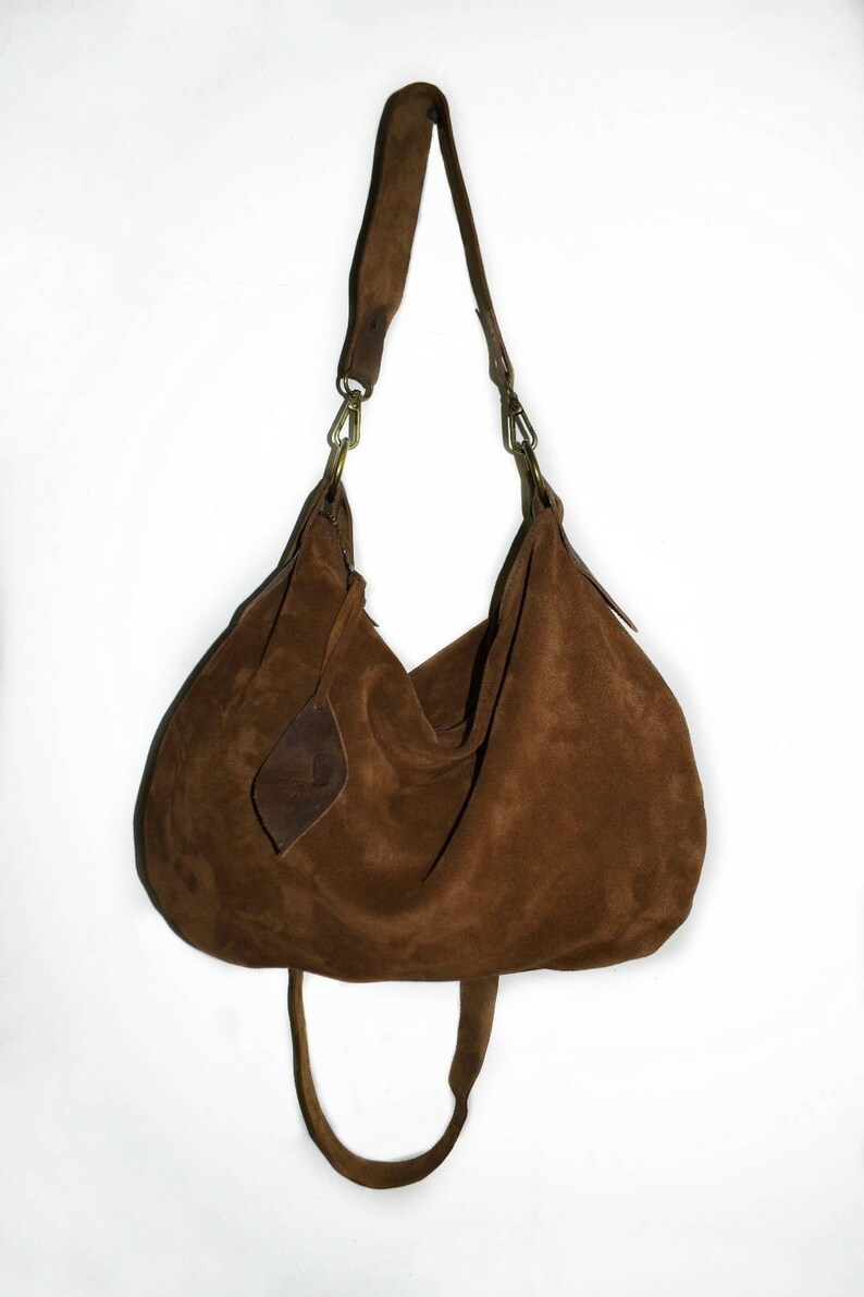 Handmade Brown Tobacco Suede Medium Size Hobo Bag Etsy